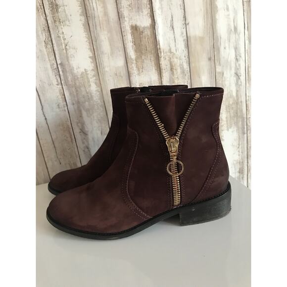 Steve Madden Chances Mixed Media Heels Suede Burgundy Ankle Boots Shoes 7 - Picture 4 of 9